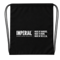 Black Imperial Barber drawstring bag printed with the Imperial Barber Grade Products logo and the words "Made by Barbers. Made to Work. Made in the U.S.A." in white.