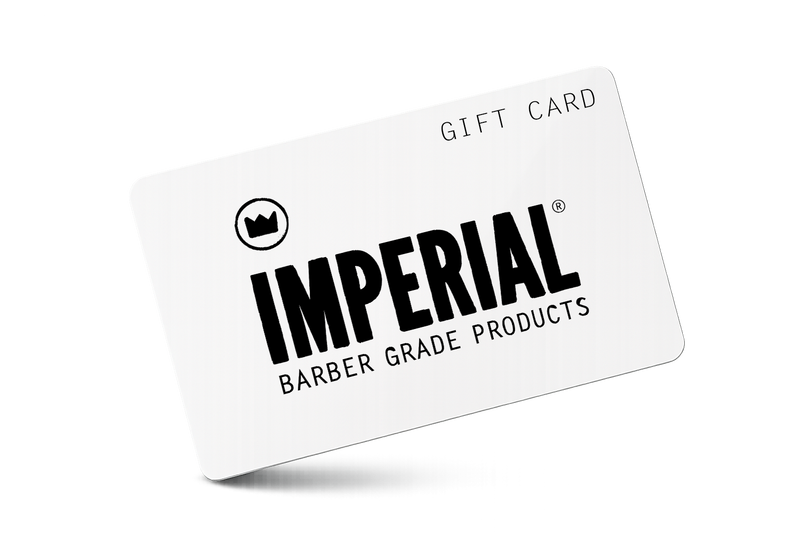 Imperial Barber Grade Products digital gift card, white with the crown logo and brand name in black.