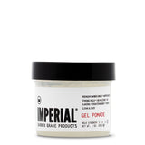 Front view of the Imperial Barber Grade Products Gel Pomade in a 2 oz travel-size tub with a black lid.